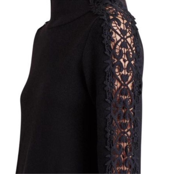 Anthropologie Sweaters - Knitted & Knotted Black Mockneck Lace Sleeve Sweater
